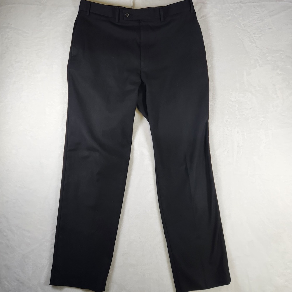 Lauren Ralph Lauren Dress Pants Mens 36x32 Black Flat Front Stretch Work Formal